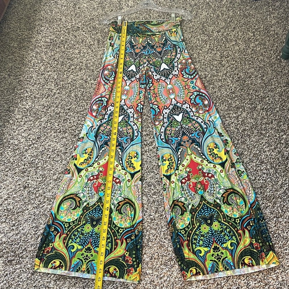 Colorful Patterned Women's Palazzo Pants Size M